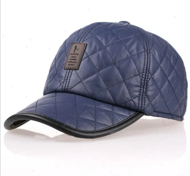 高品質の野球帽の男性秋の冬のファッションキャップ防水布の帽子厚い温かいイヤマフ3色