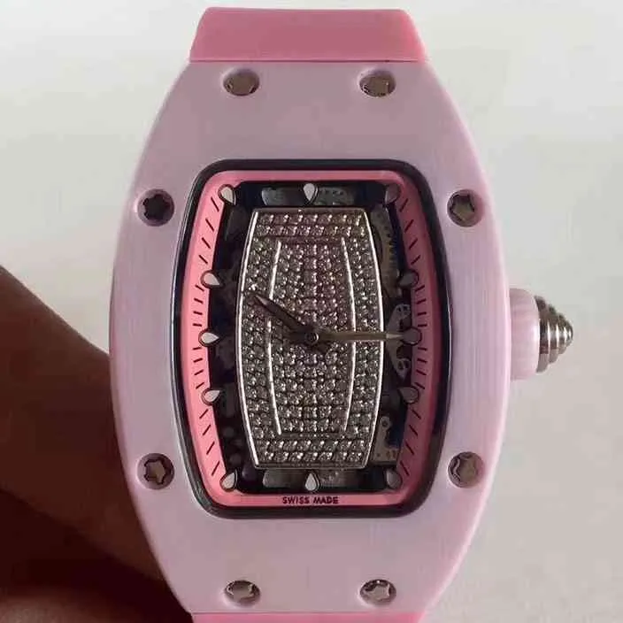 Uxury Watch Date Richa Milles Business Leisure RM07-01完全自動機械式時計パウダーセラミックケーステープ女性