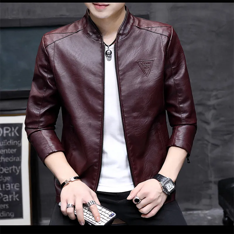 Mens Biker L￤derjacka Spring och Autumn Men's Fashion Trend Decorative Motorcycle Leather Coat 220816