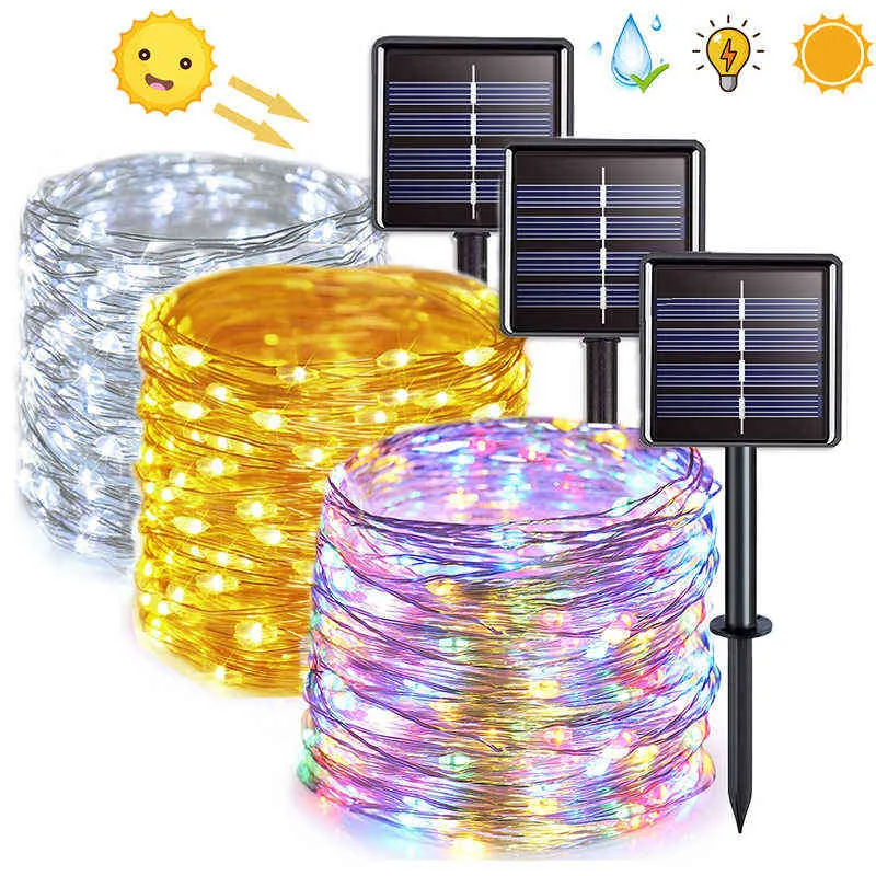 Mmm Solar LED Light Outdoor Festoon LED Lamp Solar Garden Lighting Outdoor Waterproof Garland LED String Fairy Lights J220531