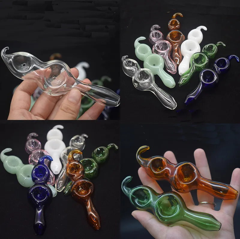 Vente en gros de tuyaux de tabac à fumer Dry Herb Bubbler 120mm Pipe à main en verre