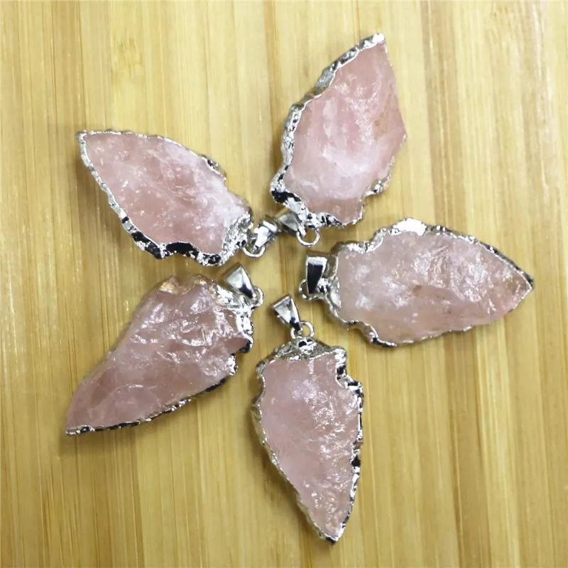 Pendant Necklaces Fashion Raw Ore Gemstones Transparent Quartz Aura Charm Necklace Arrow Head Rough Healing Point Natural Stone Pe2779