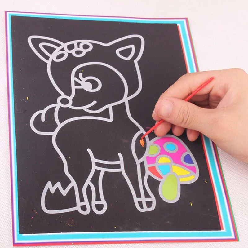 20 Pz Tavolo Da Disegno Magic Scratch Art Pittura Bambini Carte