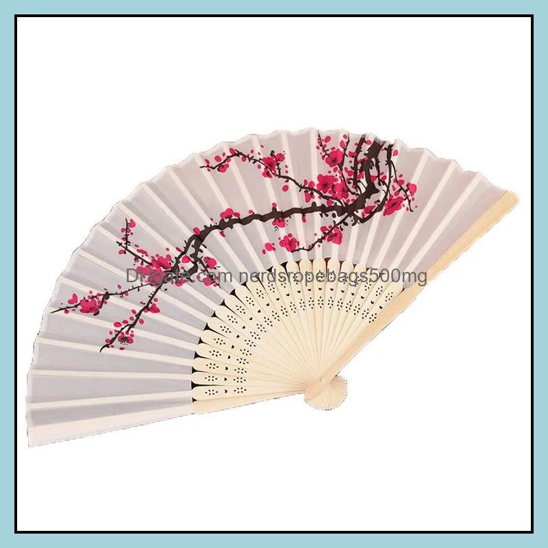 cherry blossom silk hand wedding favor plum blossom hand folding fan RRA12843