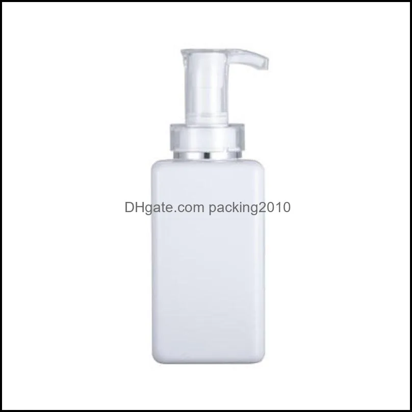 300ML 400ML 500ML transparent/white plastic empty bottle High-end shampoo square bottles shower gel lotion pump sub-bottle