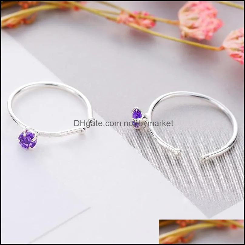 Other 2mm Cubic Zirconia Piercing Nose Ring 925 Sterling Silver Round Hoops Ear Rings Septum Body Jewelry 1 Pair