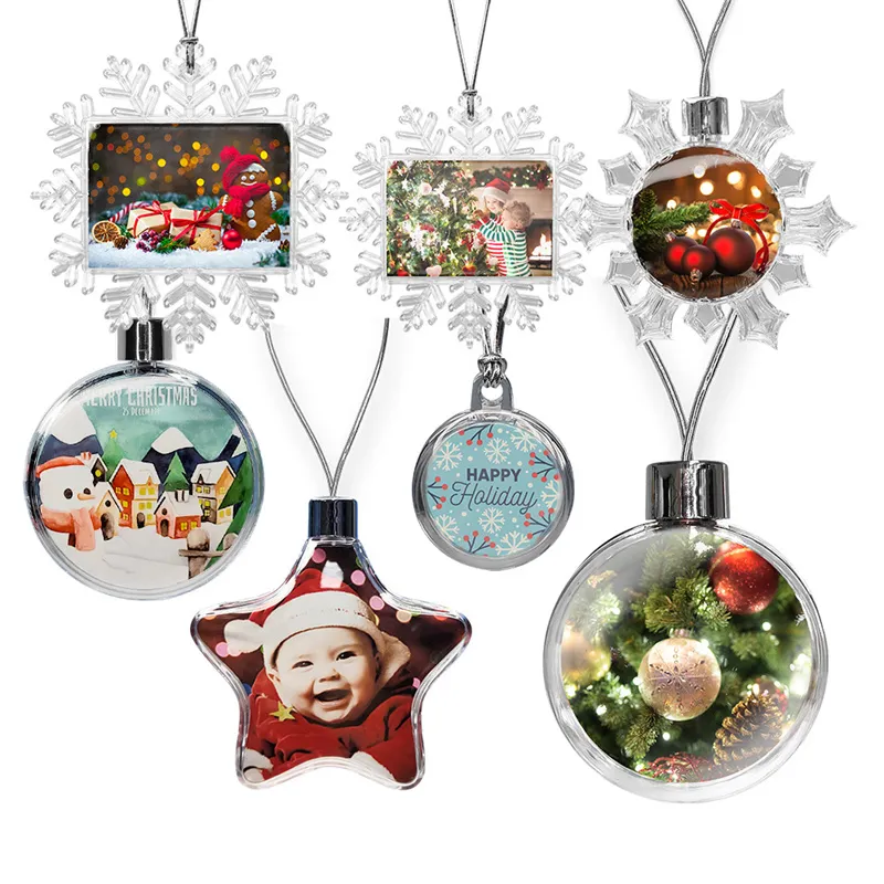 sublimation transparent christmas ornament Double-Side Printed Sublimation Pendant DIY Christmas Tree Decorations for Christmas