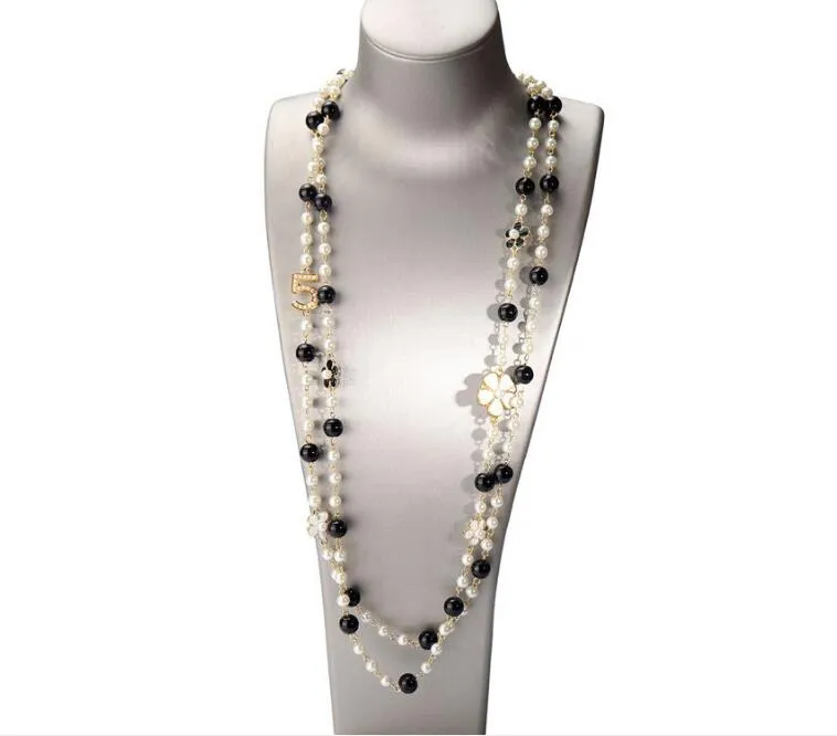 Collier Double Chaînes Avec Pendentifs Perles Imitation - Longueur 50cm/38cm+5cm - Neuf