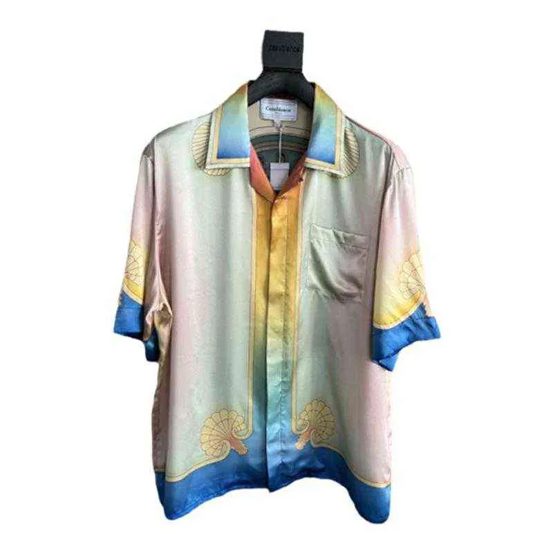 Casablanca 24SS Nouveaux Reves, шелковая рубашка, дизайнерская рубашка в стиле ретро с принтом в стиле фэнтези, высокое качество, рубашки с короткими рукавами