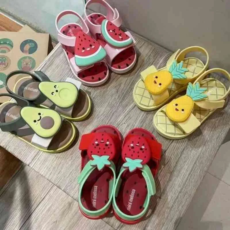 Mini Melissa Childrens Avocado Cartoon Jelly Sandals PVC Beach Shoes For Girls Blue Tailles 23 29 Du 10 13 DHgate