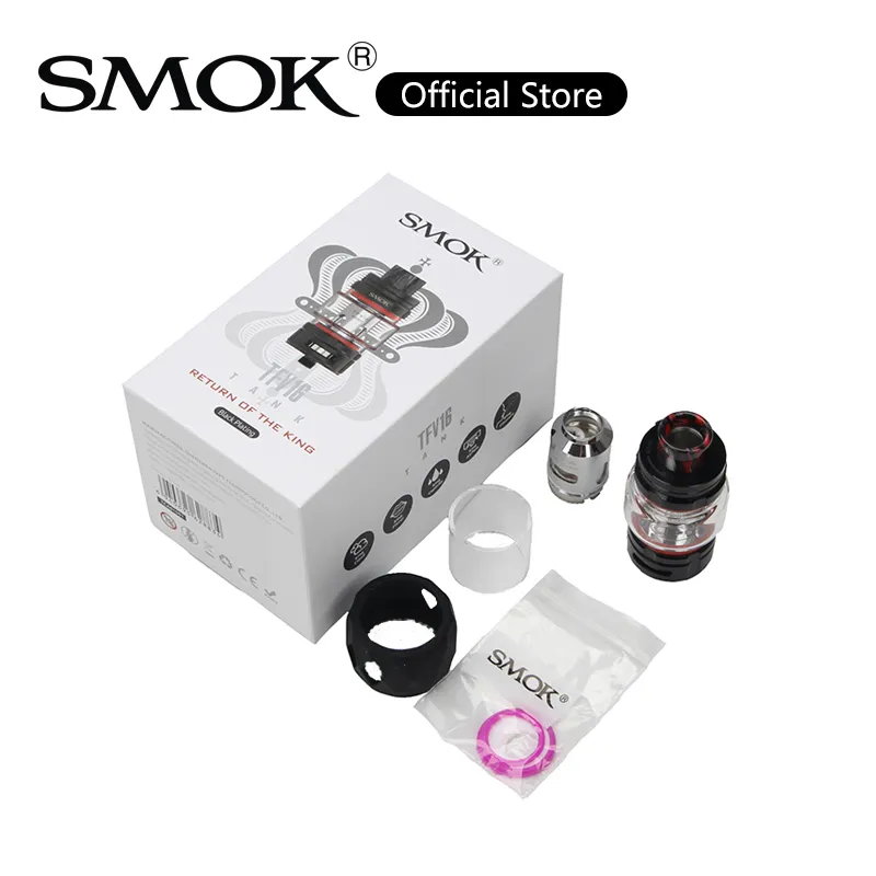 Smok TFV16 Sub ohm Tank 9ML Top Cap Gasket Atomizer Locking Press Button Airflow Design with 0.17ohm 0.12ohm Mesh Coils 100% Authentic