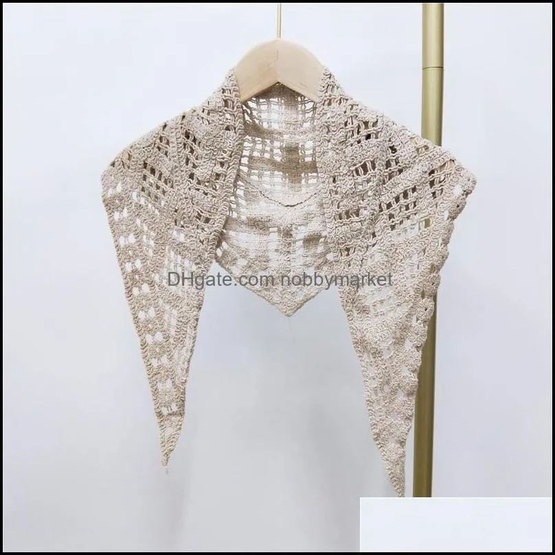 Bow Ties Sitonjwly Women Triangle Scarf False Shirt Collar Crochet Fake Collars Blouse Sweater Neckline Detachable Lace-up Decor
