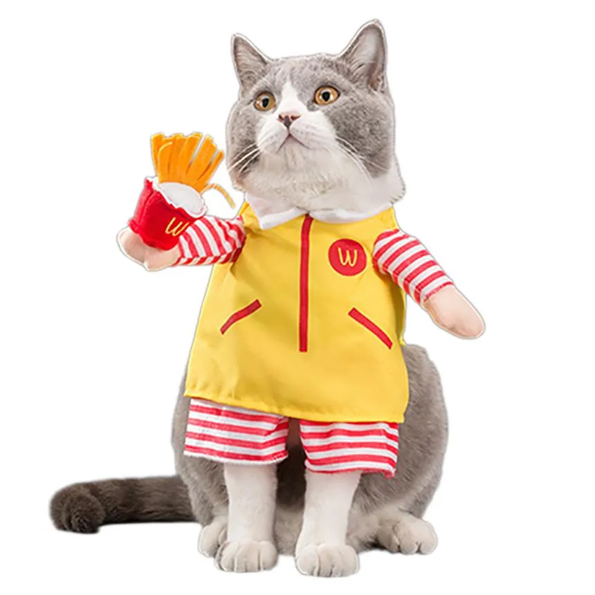 재미있는 애완 동물 의상 웨이터 코스프레 역할 역할 재료 정장 할로윈 크리스마스 옷을위한 크리스마스 옷 cat294y를위한 의상 의상