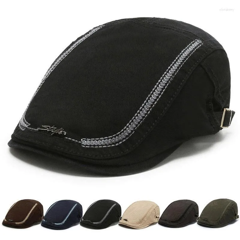 Bérets quatre saisons pour hommes, casquette Sboy, Design de ligne Boina, en coton, 56-60cm, chapeaux originaux pour hommes, Peaky Blinders BT0086Bérets Oliv22