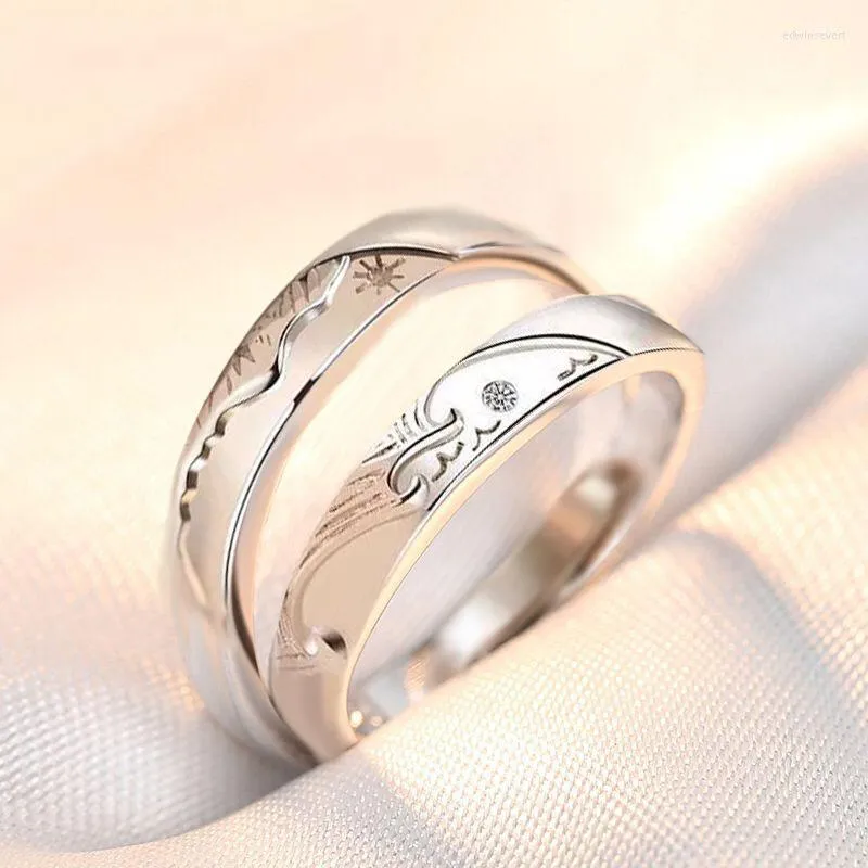 Pierścionki ślubne romantyczne pierścień par dla kobiet Homme Sea Mountain Dopasowanie Walentynki miłośnicy prezentów Zmysłowani Parowane Ringwedding Edwi22