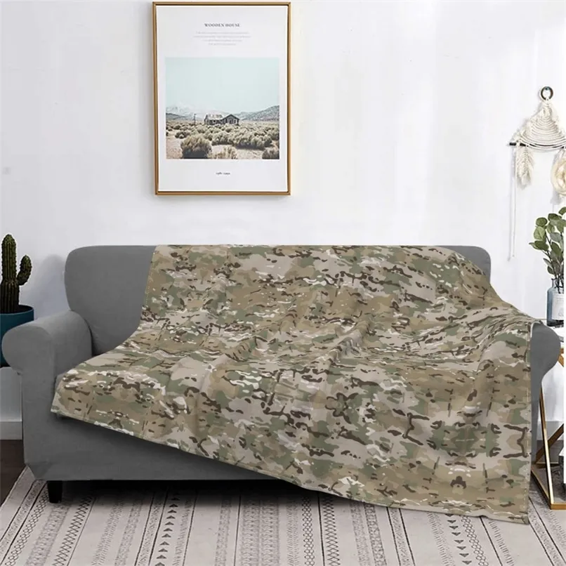 Multicam Knitted Blankets Camouflage Flannel Throw Blanket Bed Sofa Decoration Lightweight Bedspreads 220616