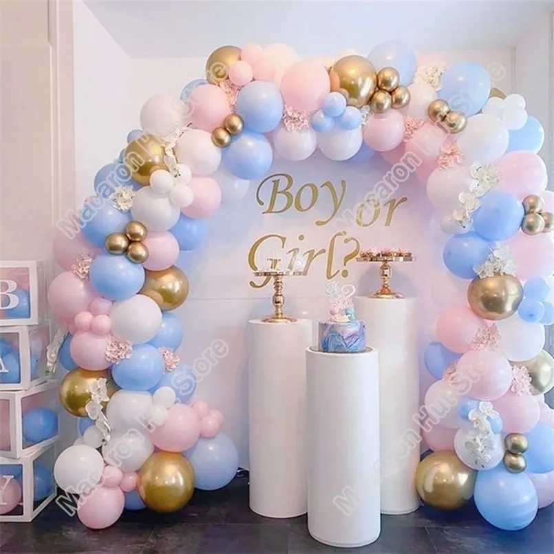 147pcs Macaron Pembe Düğün 1 Doğum Günü Partisi Arch Fondrop Bebek Duş Diy Altın Karşılama Dekorasyon Etkinliği Balon Çelenk Kitleri 220524