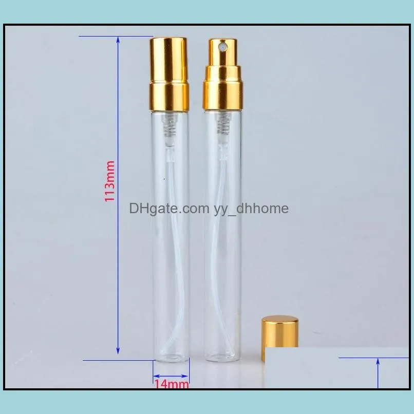 10ml aluminum sprayer transparent glass perfume bottle travel spray bottle portable empty cosmetic containers with aluminum sprayer