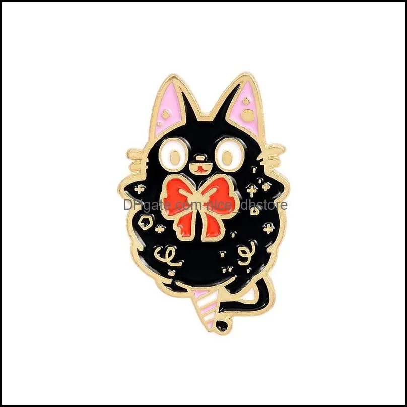 black cat jiji enamel pins cartoon movie brooches custom animal badge for bag hat clothes lapel pin collar jewelry gift kids