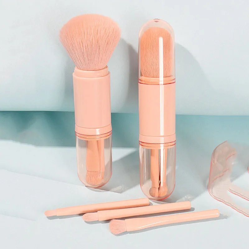 4in1 tragbare einziehbare Make-up-Pinsel-Set Rouge Powder Foundation Make-up-Pinsel Lidschattenpinsel Beauty Makeups Kosmetische Werkzeuge ZL0892