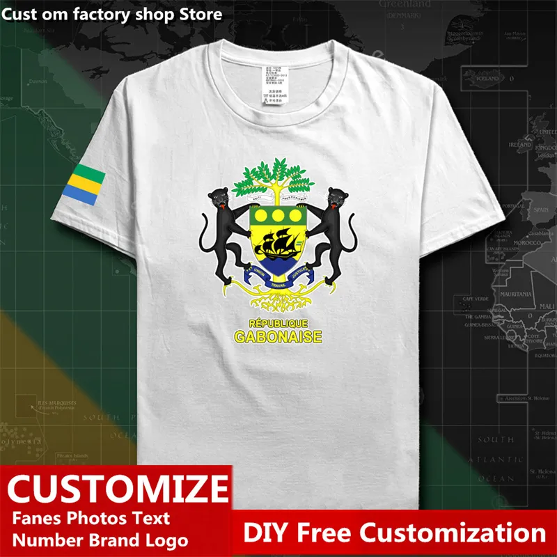 Gabonese Republiek Gabon Land T-shirt Custom Jersey Fans DIY Naam Nummer High Street Fashion Losse Casual T-shirt 220609