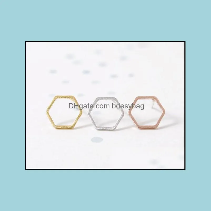 Women fashion and personality is the best gift for zinc alloy plating rose gold silver plating rose gold plated hexagon stud earrings