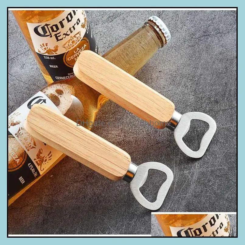 stainless steel wooden handle wood wine beer bottle opener bar tools kitchen party wedding gift bartender openers cider soft drinks