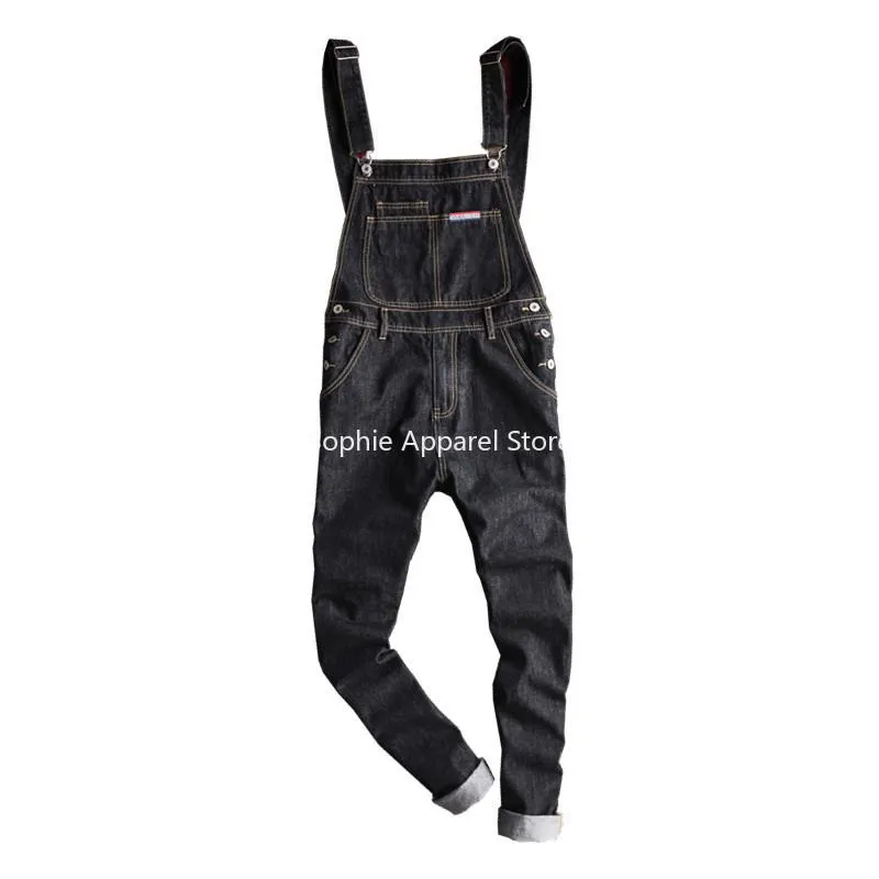 Jeans da uomo Primavera Autunno Salopette da uomo Japan Style Retro Moto Biker Cargo Pants Streetwear Pantalon da donna Pantaloni blu neri