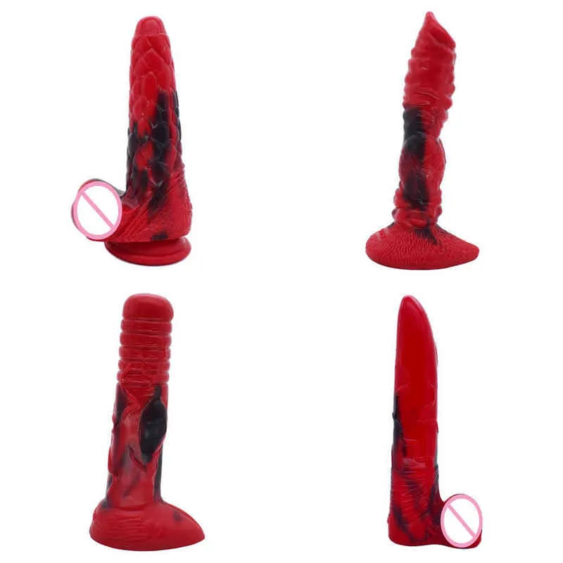 レア商品 セックス製品ディルドファックスレッドとブラックカラフルな動物ディルドドッグウルフ偽ペニスおもちゃの女性のための大人0927 豪華4段 Health Beauty Sex Products Laderach