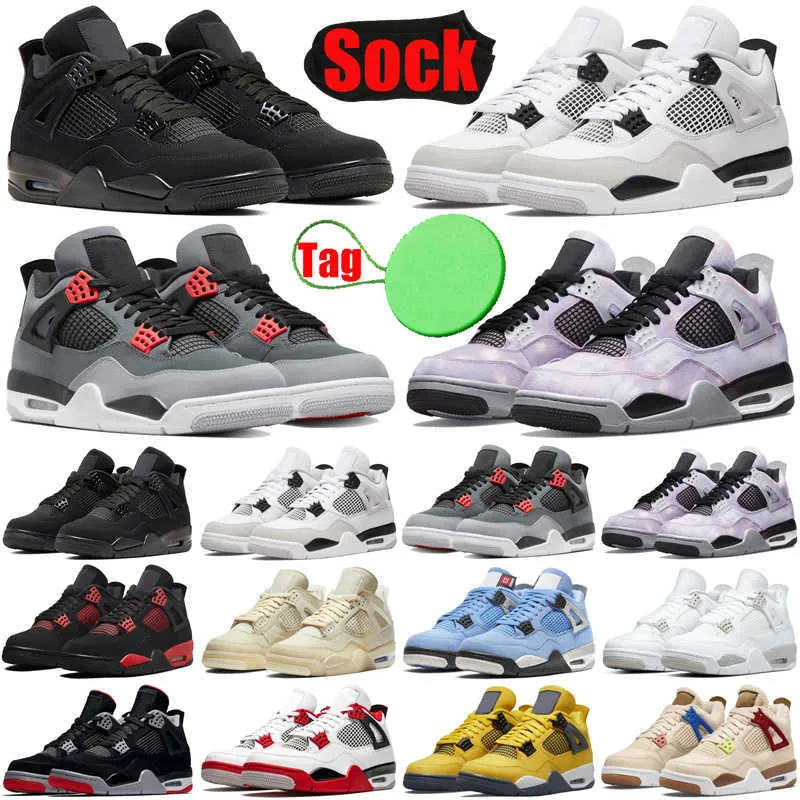 Tênis de basquete militar Black Cats jumpman 4s para homens e mulheres Zen Master 4 Cactus Jack Sail University Azul Infravermelho Branco Oreo Bred masculino