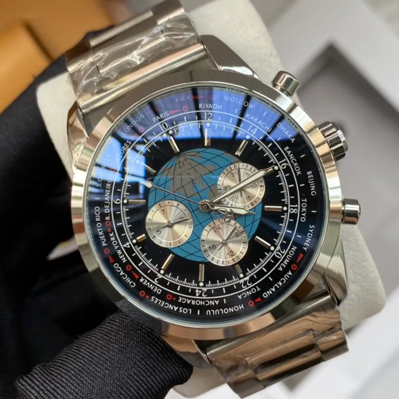 Mens Watch Multi-function Quartz Movement Watches 45mm Sappire Business Big Dial Wristwatch Montre De Luxe