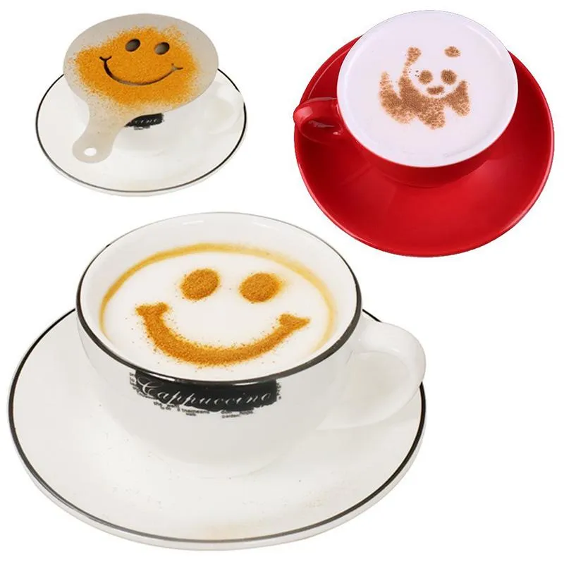 Stainless Steel Coffee Mold Cafe Foam Template Coffee Decoration Tools Barista Stencils Coffee Cake Printing Model