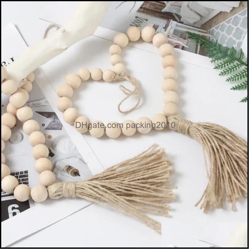Other Home Decor 1pc Hand Knitting Curtain Tie Rope Wood Bead Tassel Tieback