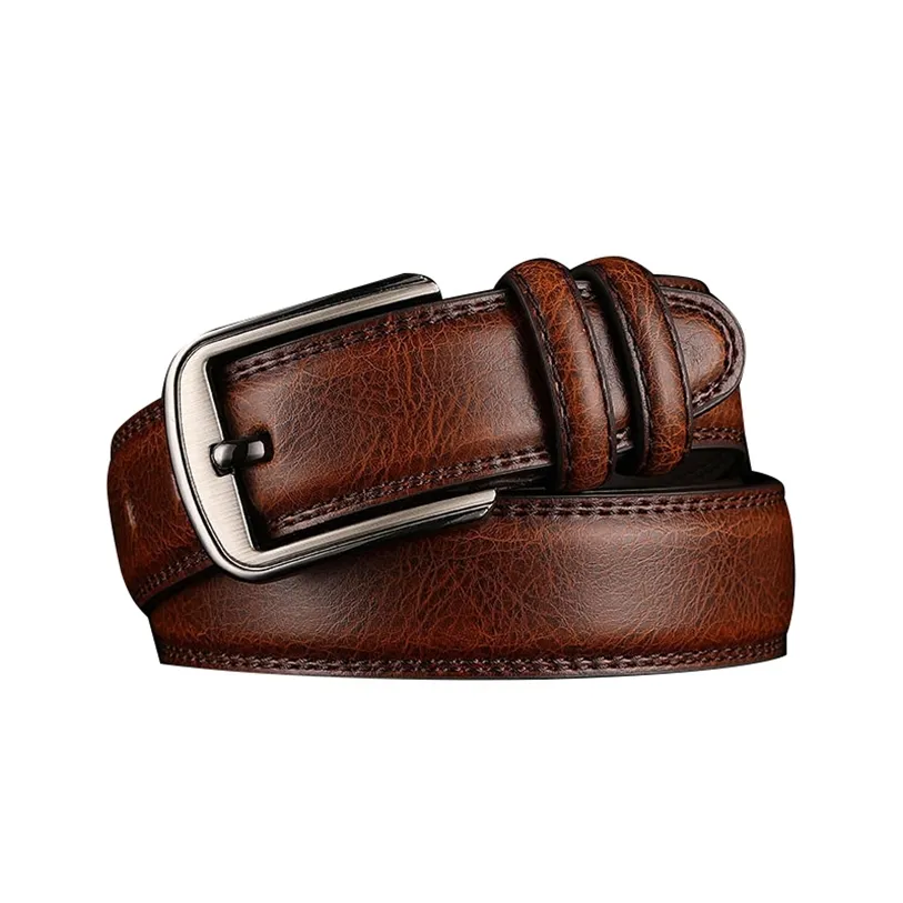 BEAFIRY Genuine Leather Belt for Man Full Grain Cowskin leather Luxury Brand Design Waist Jeans Pin Buckle Brown Black 220427