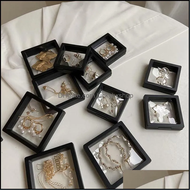 5/10Pcs 3D Floating Picture Frame Shadow Jewelry Box Display Stand Ring Pendant Holder Protect Jewelry Stone Presentation Case