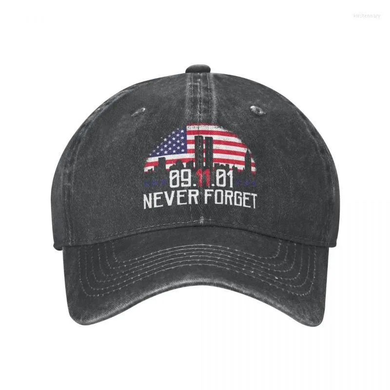 Beralar Unisex Yetişkin Kovboy Şapkası 9 11 Asla Unutulabilir Beyzbol Kapakları Kamyoner Kapakçı Retro Denim Şapkalar Baba Hatberets Beretsberets