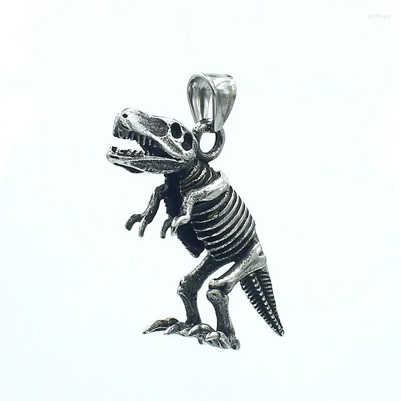 Hangende kettingen roestvrijstalen 3D dinosaurusvorm ketting voor doe -het -zelf sleutelhanger/zak riem snuisterijen sieraden accessoires groothandelpendant godl22