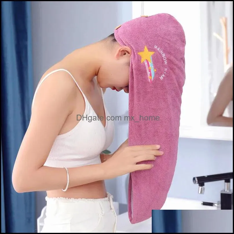 women girl`s magic microfiber shower cap towel bath hats for dry hair caps quick drying soft for lady turban head