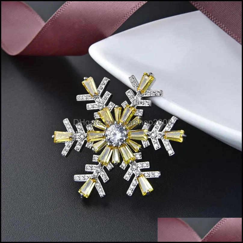 Pins Brooches Jewelry 100% Pure 925 Sterling Sier Snowflake Brooch For Women Korea Pins Coat Artdeco Christmas Gift Ymbr004 Drop Delivery 2