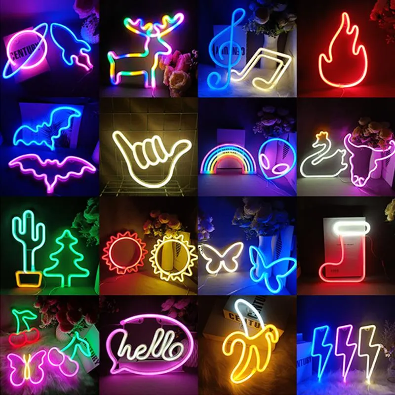 야간 조명 스타일 LED 네온 불빛 어린이 방 어린이 침실 파티 웨딩 장식 벽 예술 램프 Xmas GiftNight LightsNight