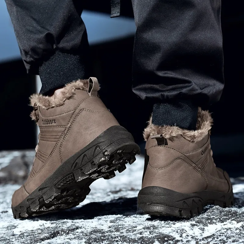 Botas De Invierno Para Hombre Para Escalada De Montaña Zapatos De Cuero De  Nieve