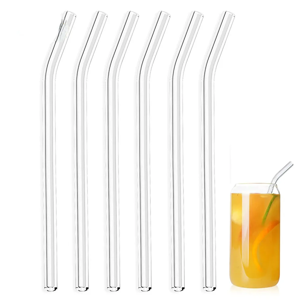 Palha de vidro de vidro de alto borosilicato de 8 mm de palha reutilizável e ecológica para acessórios de coquetéis de coquetéis de smoothies Straws Coffee Sxjun6