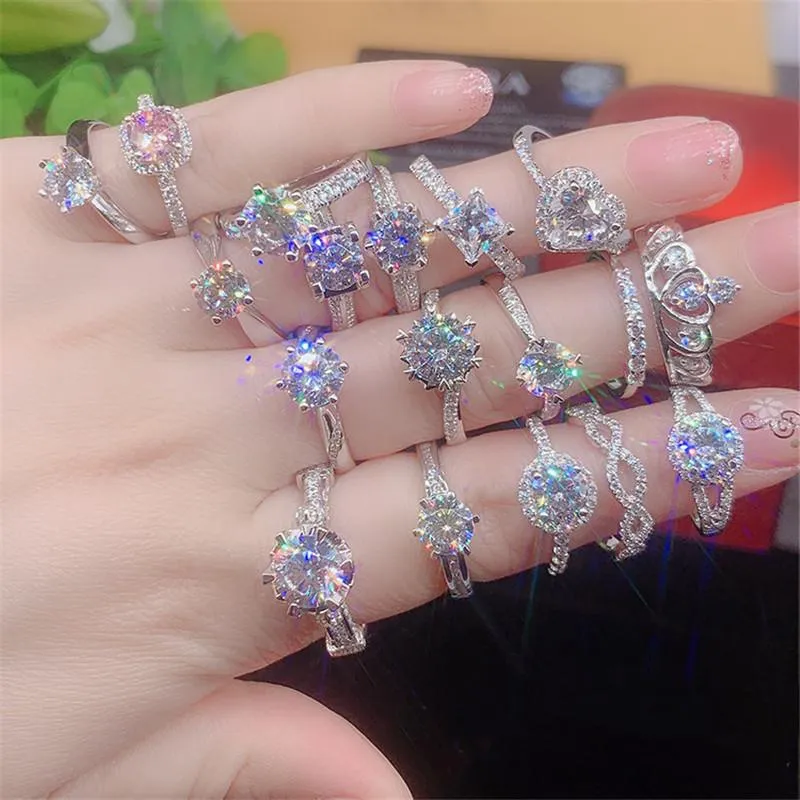 Anillos de boda nupcial para mujer 925 Zirconia cúbica compromiso propuesta anillo accesorios de joyería de moda gota