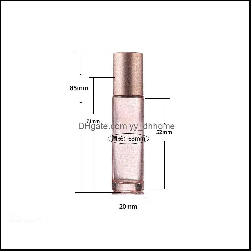 Glass  Oil Perfume Bottles 10ml Roll On Perfume Diffuser Bottle Clear/Rose Gold Glass Bottle Cheap Wholesale