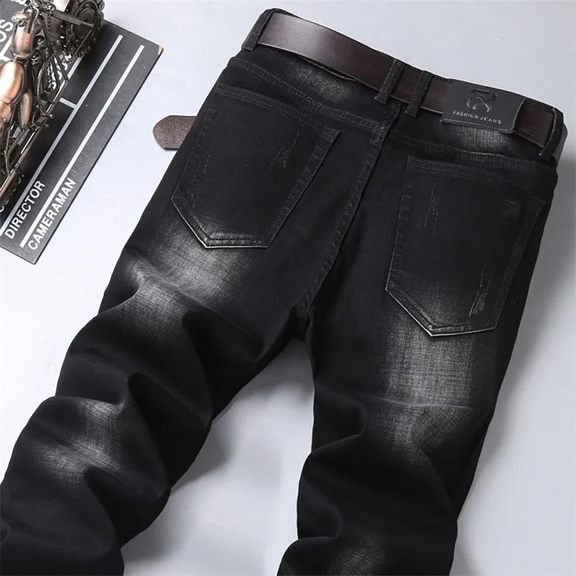 Новые осенние мужские черные винтажные джинсы Classic Style Fashion Cotton Strate Retural Fit Denim брюки мужской брюки 201123