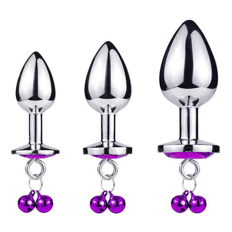 Nxy Anal Toys 3 pièces Plug métallique Bell Décoration Hommes et femmes SM Flirting Expansion Sex Gay Stimulateur de prostate Produits pour adultes 220420