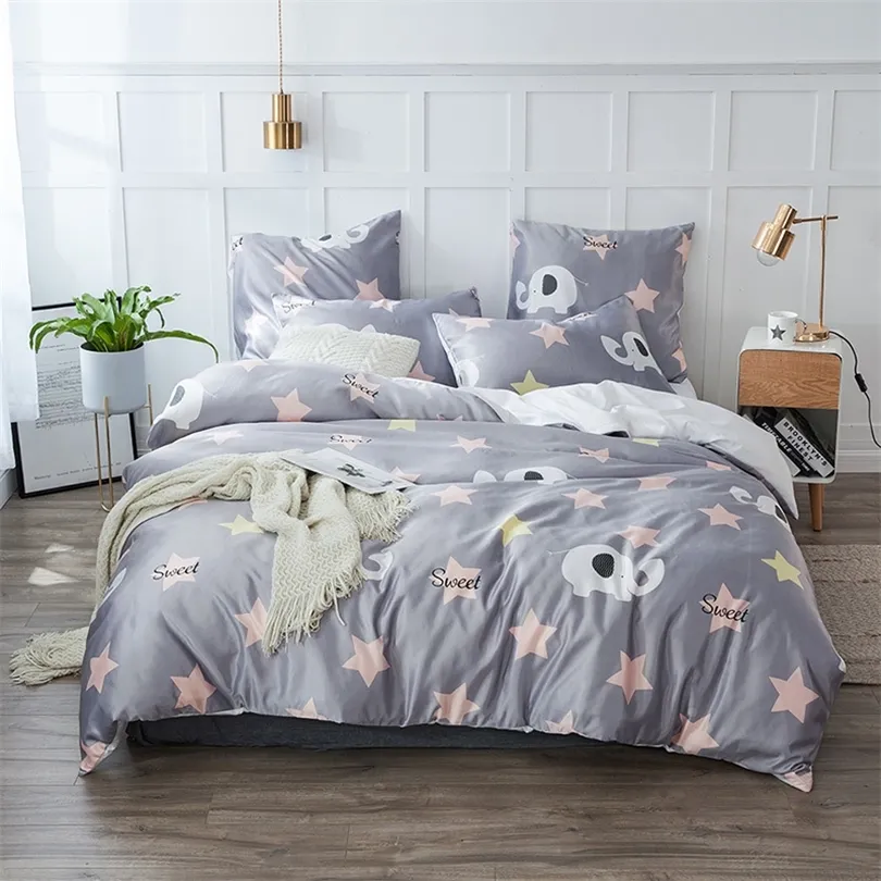 YAXINLAN bedding set Pure color Silk Plant flowers Fashion Patterns Bed sheet quilt cover pillowcase 4-7pcs new product T200108