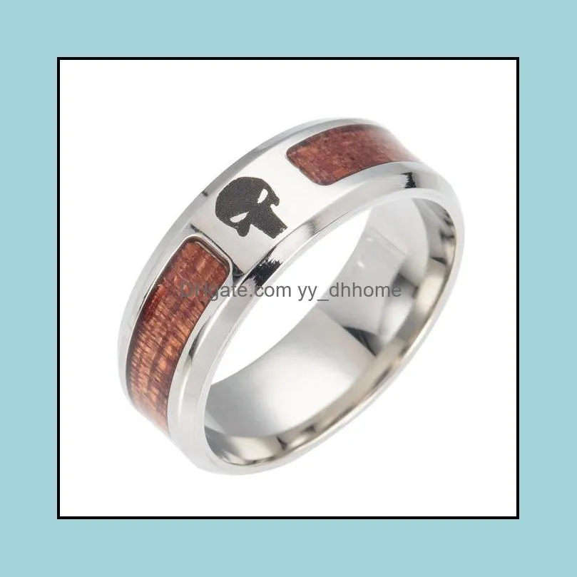Stainless Steel Jewelry Inlaid Acacia Half Circle Life Tree Ring