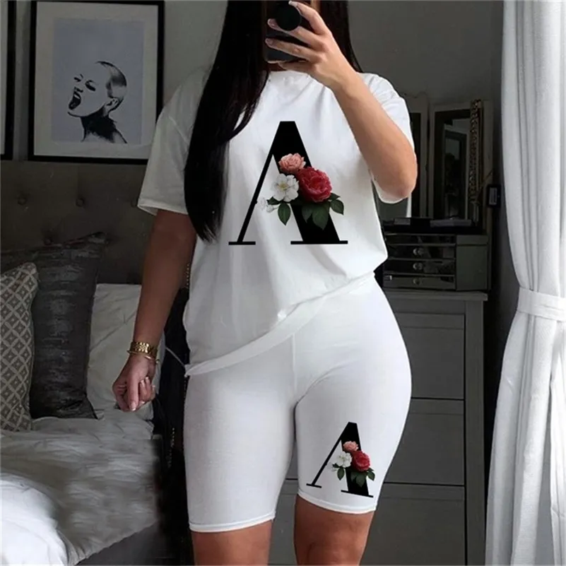 Femmes Deux Pièces Ensemble T-shirts Et Shorts Pyama Ensembles D'été Casual Joggers Survêtement Sexy Outfit Pour Femme Vêtements 220616