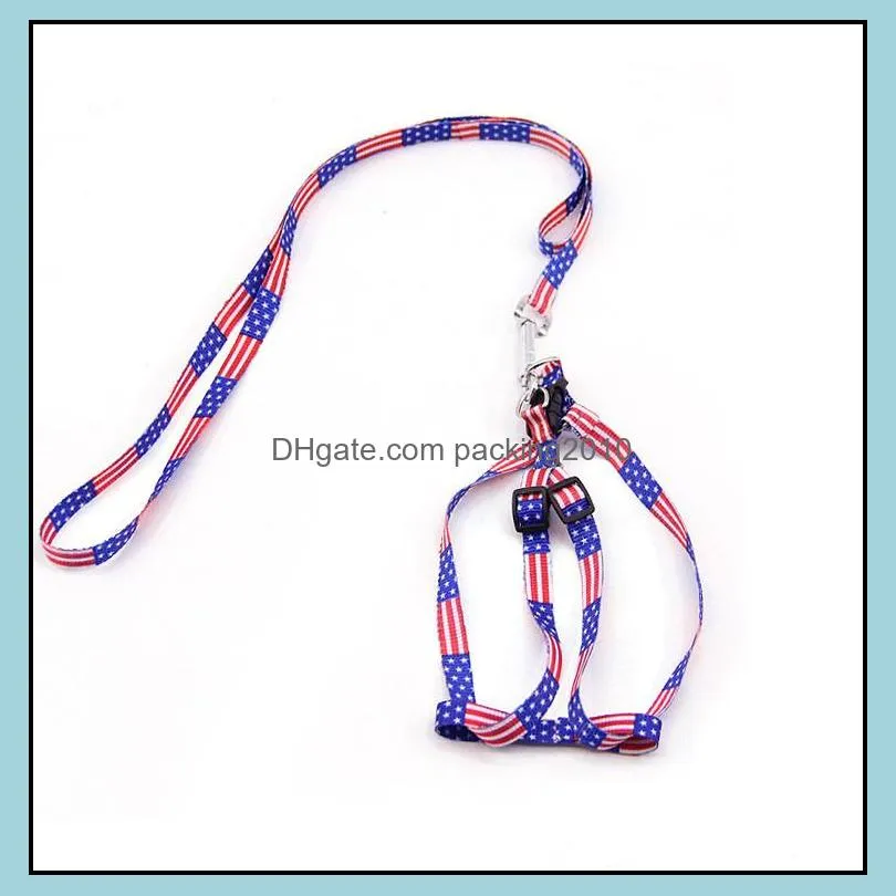 New 1.0*120cm Dog Harness Leashes Nylon Printed Adjustable Pet Dog Collar Puppy Cat Animals Accessories Pet Necklace Rope Tie Collar